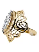 14k żółte złoto Cyrkonia Pierścionek Klasyczny Vintage vrc017y